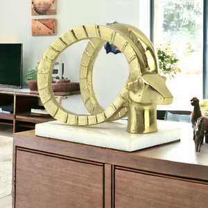 Jaffs Exports 14.5cm H X 10.5cm W X 18.5cm L Aluminium Ram Head Sculpture Contemporary Animal Figurine Tabletop Decor Living - Product Image 4