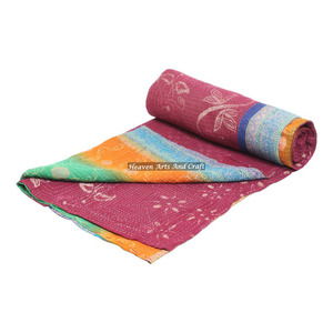 Edredón DE TRABAJO Kantha de algodón Vintage indio lanza Gudari/mantas colcha antigua GD074 Kantha edredón de trabajo indio Reversible indio - Product Image 5