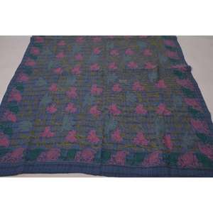 Kantha Suzani <b>Quilt</b> Handmade Vintage Cotton Floral Embroidered Eco-Friendly Washable Bedspread Boho Indian <b>Throw</b> Blanket - Product Image 5