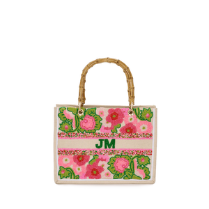 Bolso de mano de estilo informal para mujer, adornos de perlas de gran capacidad, correa cruzada de bambú Natural con cuentas de doble ASA - Product Image 2