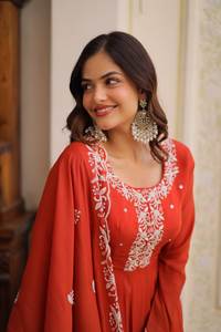 Vestido Largo Anarkali de Moda para Mujer con Bordado y Dupatta, Traje para Bodas y Fiestas, India 2026 - Product Image 3