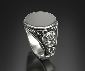 Premium Designer 925 Silver Oval <b>Blank</b> <b>Ring</b> Vintage Flower Engraved Men Women Fashion Jewelry - Product Image 1