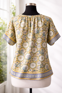 Blusa corta de algodón con estampado floral para mujer, con detalle de borde, estampado de flores rosas, camisa con botones, ropa de playa de verano, blusa informal estilo bohemio. - Product Image 3