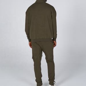 Ensemble de survêtement personnalisé pour homme avec sweat-shirt à demi-zip et pantalon cargo, deux pièces, vêtements de sport décontractés, vente en gros - Product Image 2