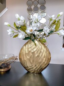 <b>Set</b> Of <b>3</b> Customized Handmade Aluminium Flower <b>Vase</b> For Home & Garden Decor Golden Flower Pots For Event And Wedding Centerpieces - Product Image 3