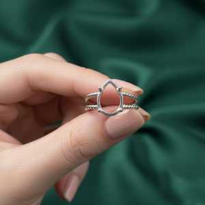 Wholesale 925 Sterling Silver Prongs Mounting Twisted Double Band Oval Bezel Eco Friendly Gold Plated Semi Mount Ring Jewelry - Product Image 6