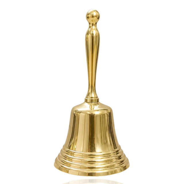 Personalized Solid Brass Hand Bell, Custom Engraved Service Dinner Reception Desk Bell Vintage Handbell