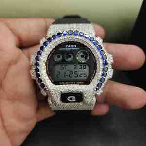 Montre de luxe en acier inoxydable avec diamants en moissanite et caoutchouc, ornée de diamants bleus DOPE JEWELLS - Product Image 5