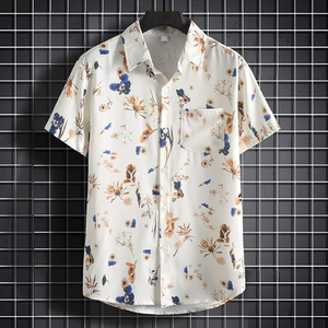 เสื้อเชิ้ตฮาวายแขนสั้นผู้ชายทรงหลวมไซส์ใหญ่ใส่สบายระบายอากาศได้ดีผ้าบางพิมพ์ลายดิจิทัลลายชายหาด - Product Image 2