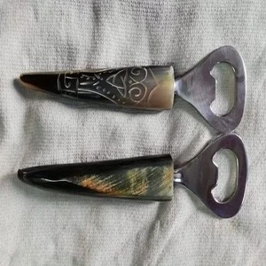 FAIZA CRAFT Natural Crafts Classic Stainless Steel Buffalo Horn Handcrafted Customizable Bottle <b>Opener</b> for Beer Soft Drinks - Product Image 1