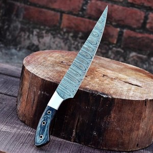 Cuchillo de chef Black Smith 1987 de acero de Damasco, mango de 13 pulgadas de madera Pakka con refuerzo de latón - Product Image 4