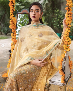 Elegant Women's Gold Silk Salwar Kameez With Embroidery For Wedding Occasion Regular Fit All Seasons - Product Image 3