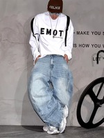 Celana Jeans Solid Model Klasik Gothic Retro, Longgar, Kaki Lebar, Gaya Urban, Santai, dan Modis untuk Pria