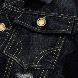 Gilet en jean pour homme, col rabattu, couleur unie, vêtement d'extérieur décontracté en coton tissé, simple boutonnage, pour l'automne - Product Image 6