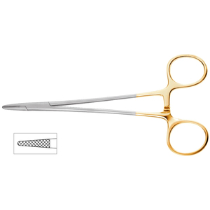 Porte-aiguille Crile-Wood Onyx 6″ (15 cm) à mâchoires 4000, pour gaucher, en carbure de tungstène, pour sutures 4-0, instrument de chirurgie générale par Vaslcare - Product Image 1