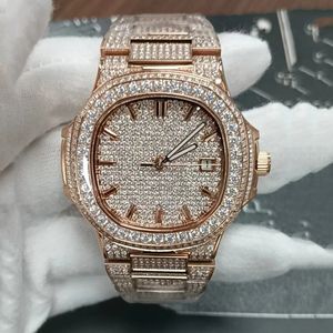 Reloj de Lujo Estilo Hip Hop, de Acero Inoxidable, Movimiento Automático, con Incrustaciones de Moissanita y Diamantes, Esfera con Indicadores y Cristal de Zafiro - Product Image 1