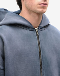 Sudadera con capucha y cremallera para hombre, estilo acid wash, 100% algodón, felpa francesa, con bolsillo, estilo casual urbano - Product Image 4