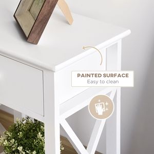 Tavolo moderno piatto accento bianco con scaffale a cassetto per camera da letto o soggiorno - Product Image 6