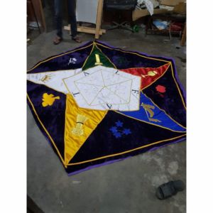 Tapis maçonnique brodé sur mesure, tapis de sol en velours avec motif étoile, tapis de cérémonie artisanal pour loge, qualité supérieure - Product Image 6