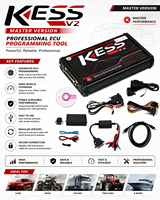 Alat Diagnostik Mobil Kess V2 Master Version Antarmuka USB Hitam Penganalisis Mesin Sistem Lengkap OBD2 Scanner Dukungan Bahasa Spanyol 12-24V