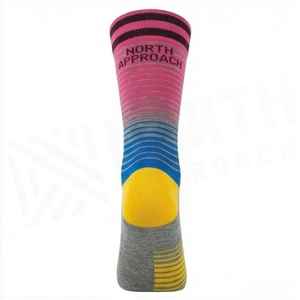 North Approach Crew <b>Socks</b> Striped Pink Blue Yellow Breathable Running <b>Socks</b> for Adults Summer - Product Image 2