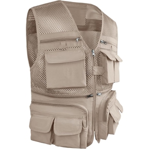 Gilet en maille respirante pour homme avec plusieurs poches, fermeture éclair, vêtements décontractés pour l'extérieur, design léger à col en V pour l'été - Product Image 4