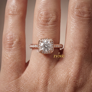 Luxury 925 Sterling <b>Silver</b> Round Cut Lab Grown Diamond Halo Signet Style Engagement Wedding <b>Ring</b> for Women Gift Party Jewelry - Product Image 4