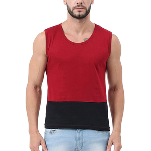 T-shirt de sport sans manches pour homme, nouveau style, 100% coton, coupe classique, design personnalisé, col rond élastique, sans manches - Product Image 1