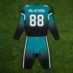 Custom Men's Teal Black American Football Uniform <b>Padded</b> Jersey <b>Pants</b> Set Sports Team Apparel - Product Image 5
