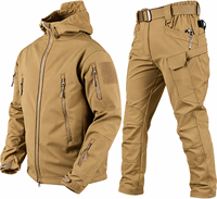 Ensemble veste softshell et pantalon cargo pour homme, idéal pour la randonnée, le trekking, imperméable, coupe-vent, vêtements de travail utilitaires, veste avec poche zippée