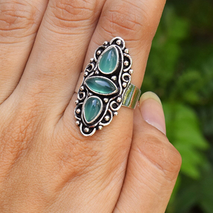 Natural Green Onyx Handmade <b>Ring</b> 925 Sterling Silver Gemstone Jewelry Designer Statement <b>customization</b> <b>Ring</b> for Women Gift - Product Image 4