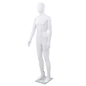 Maniquí Masculino Blanco Brillante con Cuerpo Completo y Base de Vidrio de 72.8 Pulgadas - Product Image 1