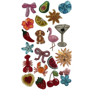 Applique brodée de fleurs perlées faite à la main de qualité supérieure, élégante broderie de papillons en perles de rocaille pour la décoration de vêtements - Product Image 2