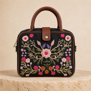 Sac fourre-tout décontracté pour femme avec broderie florale, en toile, fermeture éclair, bandoulière amovible, en PU, pour la Saint-Valentin - Product Image 1