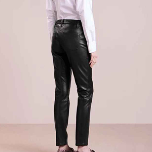 Pantalones de Cuero a la Moda, Corte Acampanado, Colección Retro, Pantalones de Piel de Oveja Premium, Forro Cálido, Pantalones de Invierno de Lujo - Product Image 5