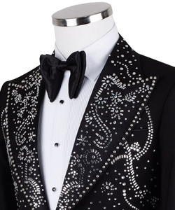 Men’s Black Rhinestone Embroidered Wedding Tuxedo Suit – Designer Slim Fit <b>Blazer</b> with Crystal Detailing for Groom & Party Wear - Product Image 4