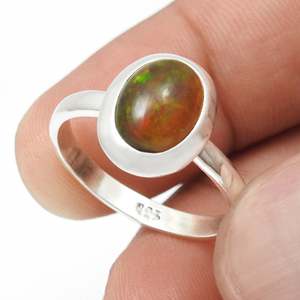Factory Wholesale Price 925 Sterling <b>Silver</b> <b>Ring</b> With Natural Black <b>Opal</b> Gemstone Handmade Bohemian Jewelry For Girls And Boys - Product Image 3