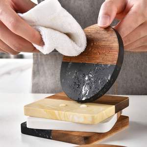 Juego de posavasos de madera y mármol más vendido para decoración festiva de mesa y accesorios de servicio - Product Image 2