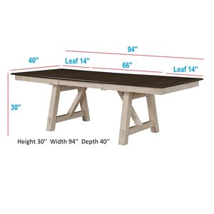 Cottage Style Extendable Dining Table <b>Chalk</b> Gray Two-Tone Finish Wooden Furniture for Dining Room Self-Storage Refectory Use - Product Image 3