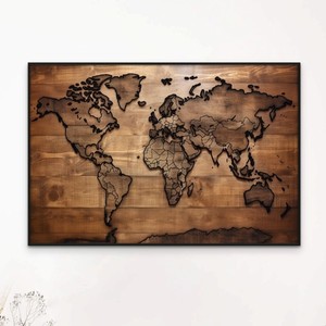 Art mural rustique en MDF avec carte du monde - Décoration murale en bois artisanale en gros - Product Image 4