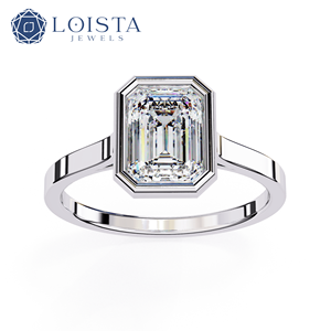Anillo de Compromiso LOISTA con Diamante Corte Esmeralda Platino, Clásico para Mujer, Certificado GIA, Color D, Piedra Natural - Product Image 2