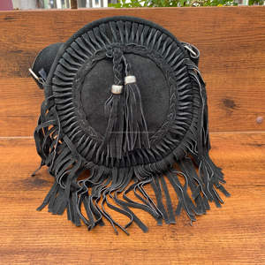 Nouvelle mode sac à bandoulière rond en cuir suédé à franges vente en gros sac à bandoulière bohème pour femmes sac circulaire de style cowgirl cadeau pour elle - Product Image 2