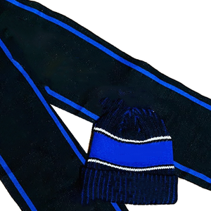 Conjunto de Bufanda y Gorro de Punto Jacquard Personalizado de Sorority Zeta Phi Beta Sigma en Negro y Azul Rey - Equipamiento de Invierno para Mujeres Elegantes - Product Image 5