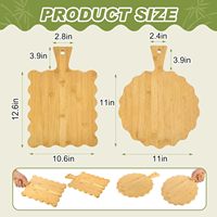 Ensemble de 2 planches à découper en bois festonnées avec poignée, planche à découper en bois d'acacia, bord ondulé, planche à servir le pain, vente en gros