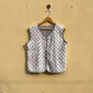 Indian Handmade 100% Cotton Eco-Friendly Quilted Anti-Wrinkle Breathable Quick Dry Front Pocket <b>Covered</b> <b>Button</b> Winter Regular - Product Image 1