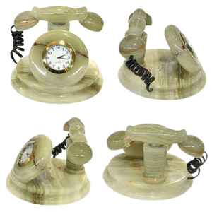 Reloj de Teléfono Vintage de Mármol Ónix, Reloj de Mesa Clásico Retro, Reloj Decorativo de Lujo para el Hogar y la Oficina - Product Image 4