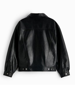 เสื้อแจ็คเก็ตหนัง PU แบบยูนิเซ็กซ์ แขนยาว ใส่ได้ทุกฤดู สีดำ สไตล์มอเตอร์ไซค์ - Product Image 1