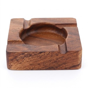 Cendrier carré de luxe en bois massif, support à fente unique, finition bois naturel, fait main, pour homme, accessoire de bureau - Product Image 2