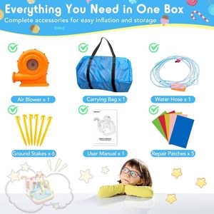 Castillo Inflable Nairbag Candy, Casa de Brinco de Tela Oxford, Inflable 6 en 1, Parque Acuático, Tobogán Húmedo/Seco Combinado para Fiestas Infantiles - Product Image 5