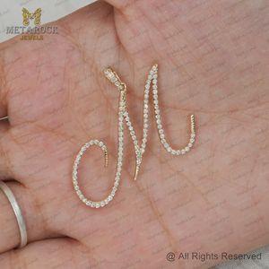 Pendentif initial M en diamant naturel, or jaune 14 carats, fait main, grand pendentif, bijoux fins, vente en gros, cadeau d'anniversaire - Product Image 6